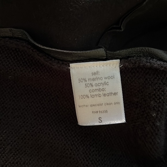 Genuine Leather & Wool Belted Cardigan Jacket - Picture 11 of 11